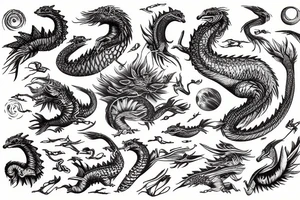 Space dragon nature Geese tattoo idea