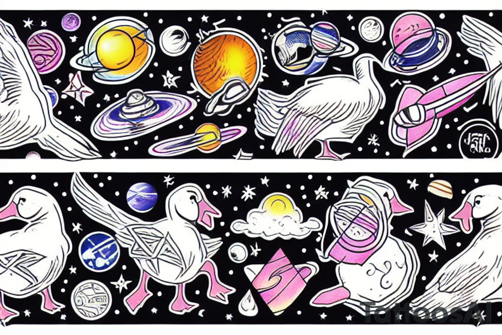 geese in space tattoo idea