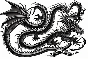 Dragon surrounded by books tattoo idea