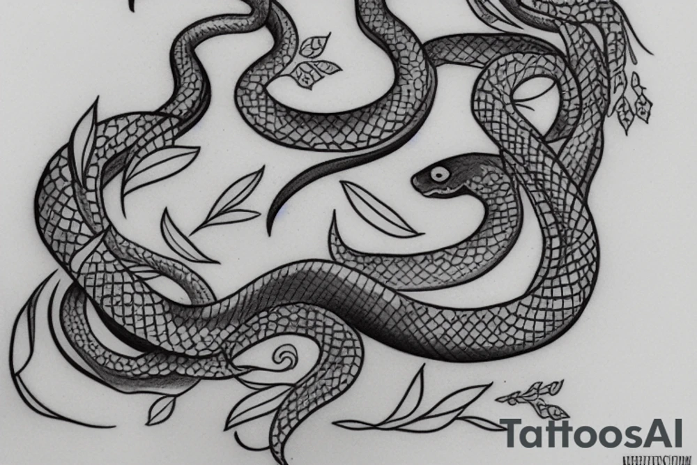 Snake jasmine bluebell willow tattoo idea