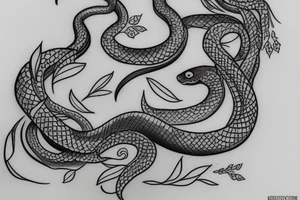 Snake jasmine bluebell willow tattoo idea