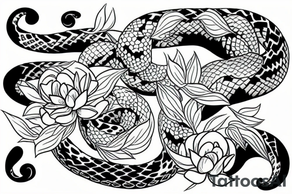 Snake and jasmine flower tattoo idea