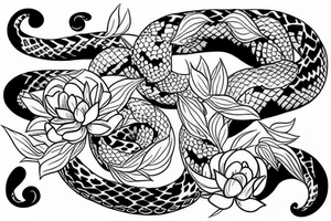 Snake and jasmine flower tattoo idea