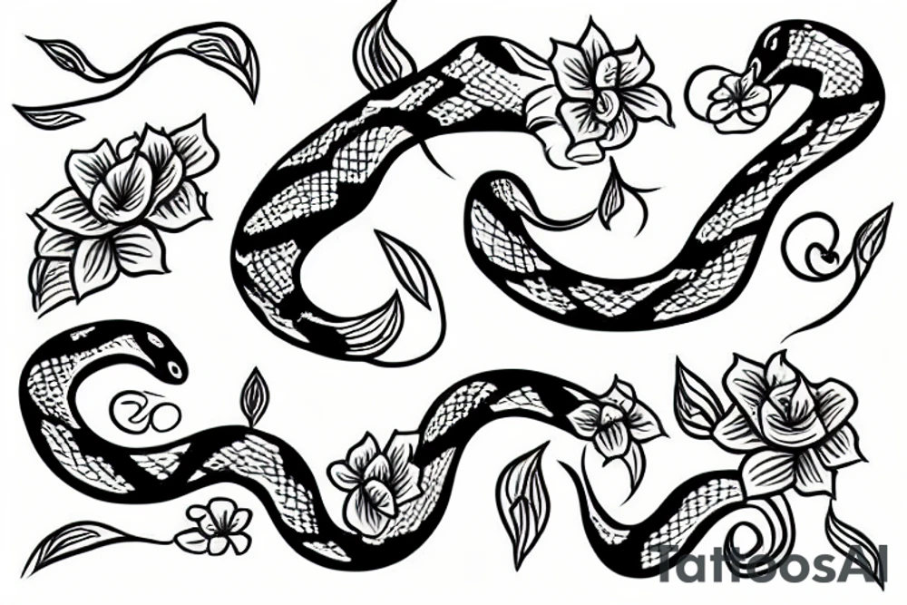 Snake and jasmine flower tattoo idea