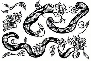 Snake and jasmine flower tattoo idea