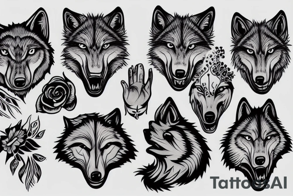Hand forms Wolf head tattoo idea