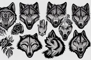 Hand forms Wolf head tattoo idea