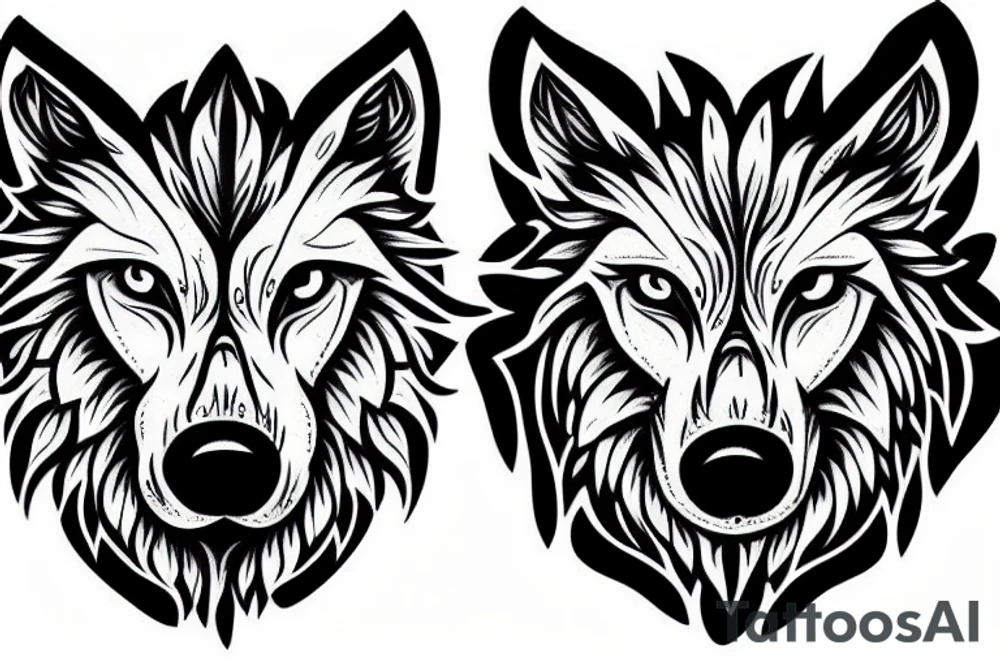 Hand forms Wolf head tattoo idea