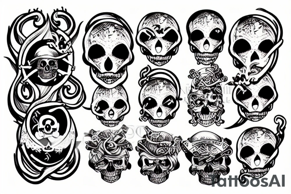 Pirate ship 
octopus and skull tattoo idea