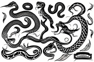 A pretty women with a snake tongue, side profile tattoo idea