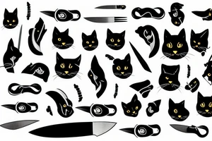 black cats holding knives tattoo idea