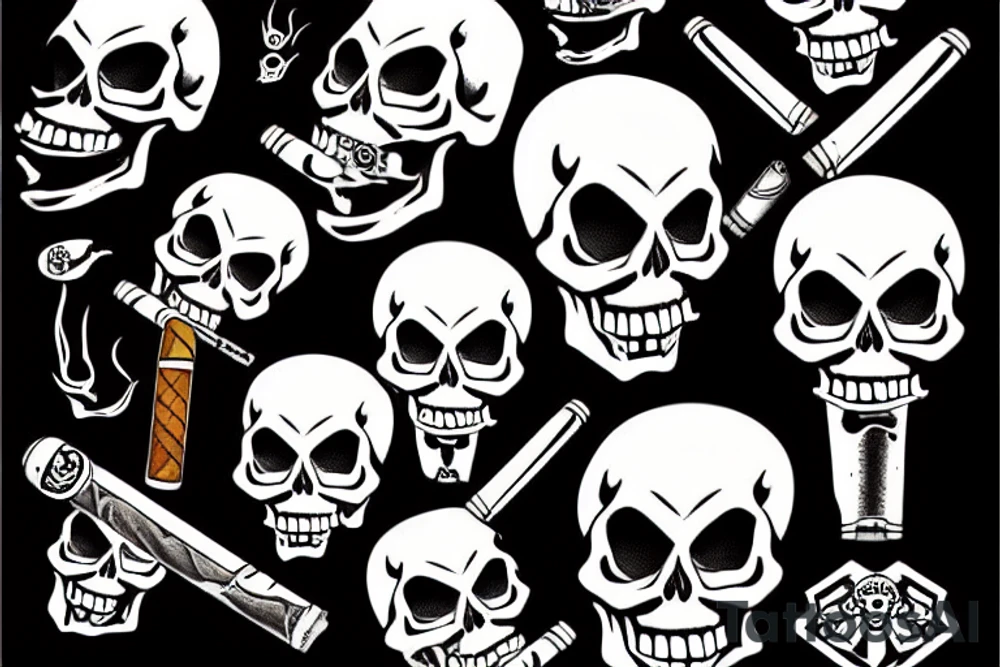 a skull with a cigar in the mouth tattoo idea