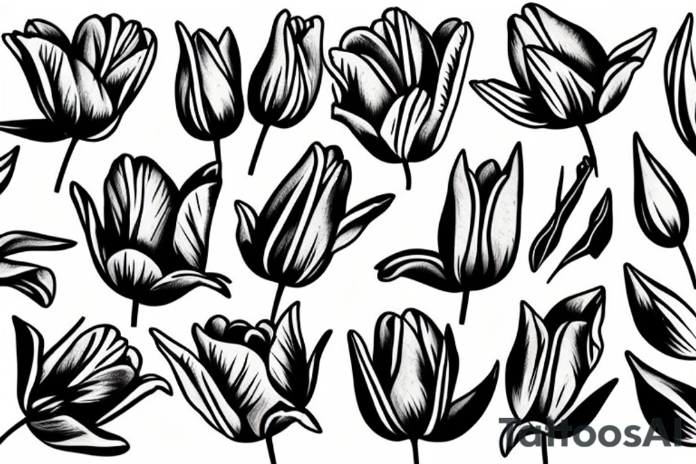 tulips, no shading tattoo idea