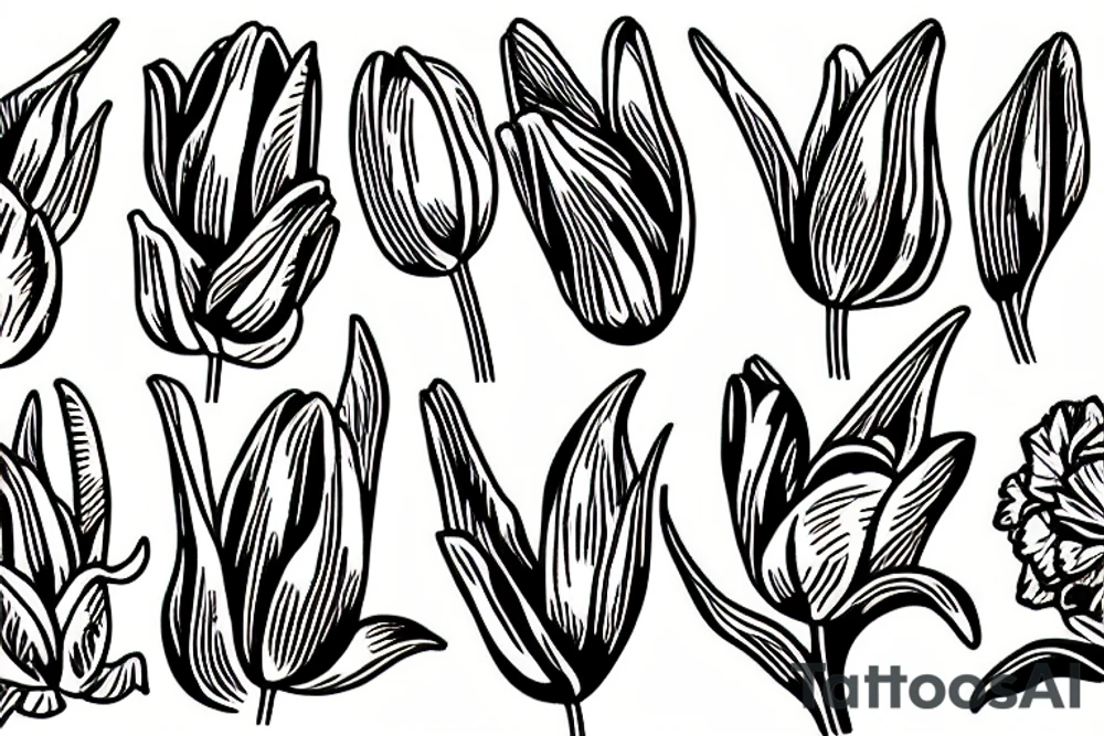 tulips, no shading tattoo idea