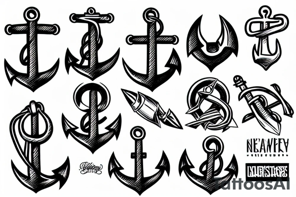 anchors, no shading tattoo idea