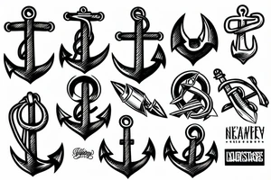 anchors, no shading tattoo idea