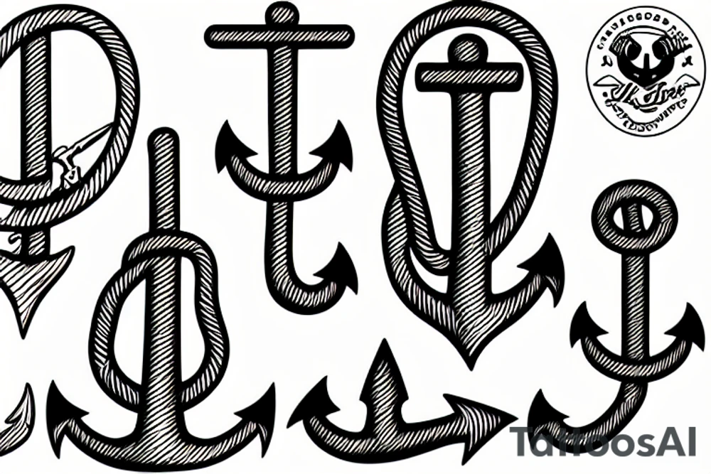 anchors, no shading tattoo idea