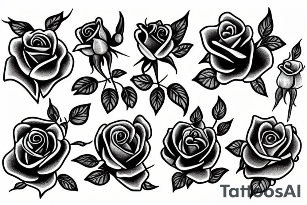 roses, no shading tattoo idea