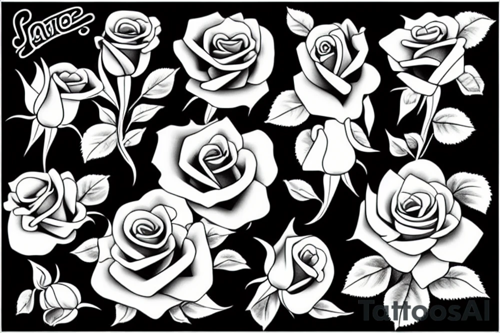 roses, no shading tattoo idea