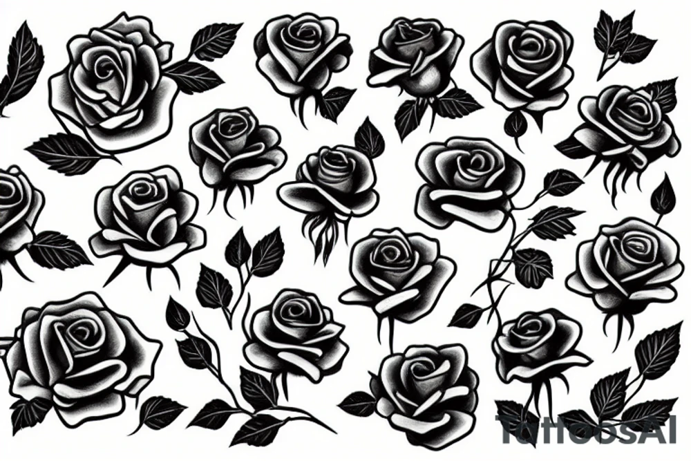 roses, no shading tattoo idea