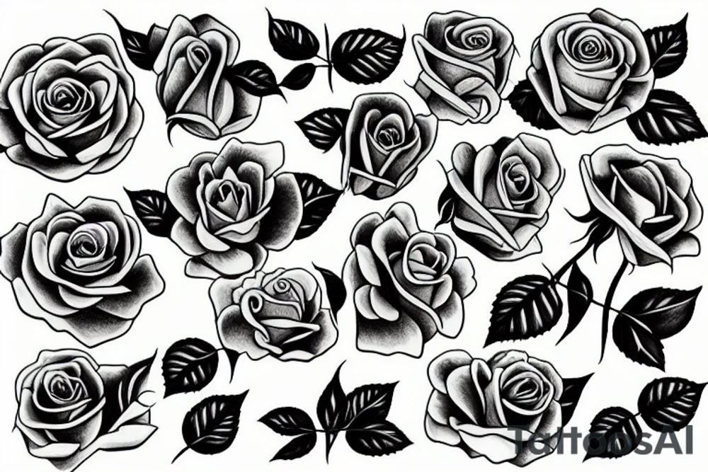 roses, no shading tattoo idea