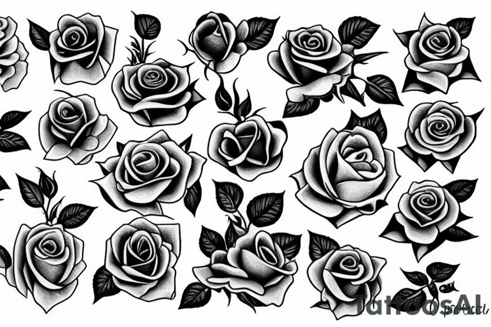 roses, no shading tattoo idea