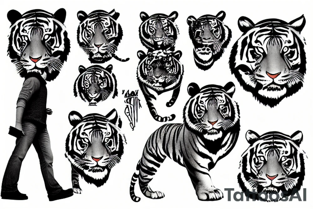 tiger walking downwards tattoo idea