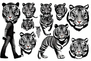 tiger walking downwards tattoo idea