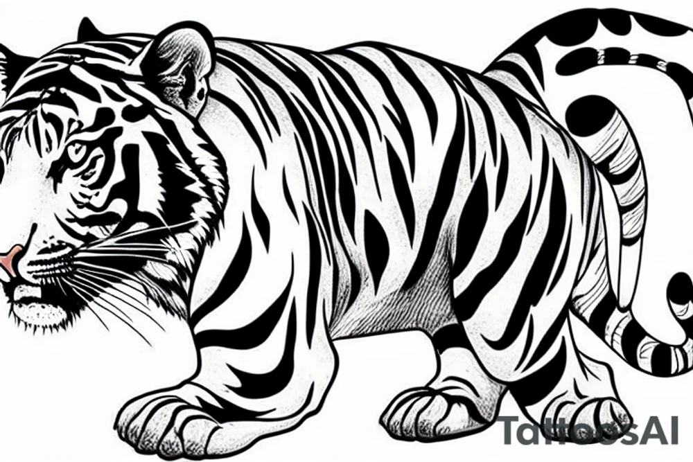 tiger walking downwards tattoo idea