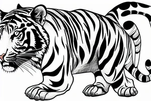 tiger walking downwards tattoo idea