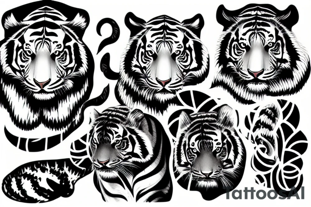tiger body moving downwards tattoo idea