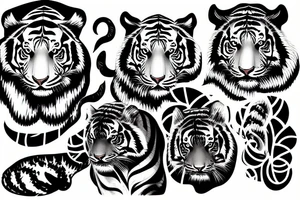 tiger body moving downwards tattoo idea