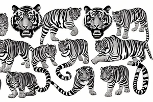 tiger body moving downwards tattoo idea