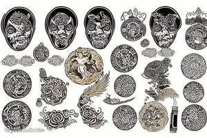 gold medallion asian tattoo idea