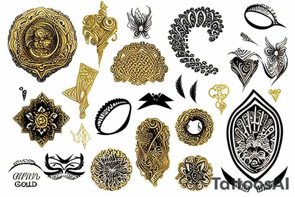 gold plate tattoo idea