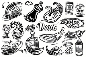 message in a bottle in the waves tattoo idea