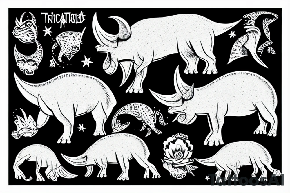 triceratops on a laptop tattoo idea