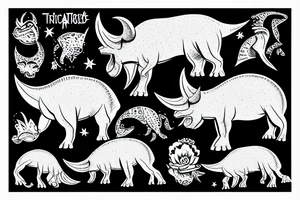 triceratops on a laptop tattoo idea