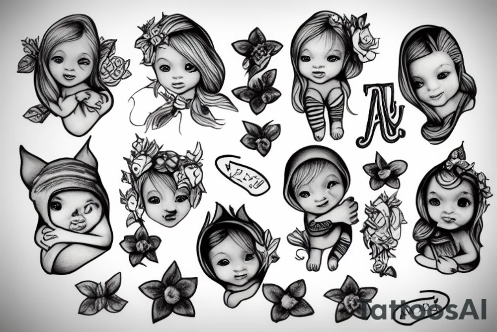 Baby Ava and brother robin tattoo idea