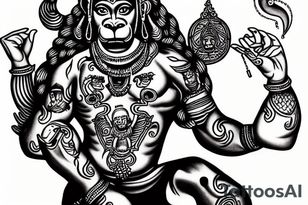 hanuman muscles aum tattoo idea