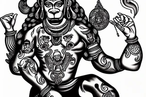 hanuman muscles aum tattoo idea