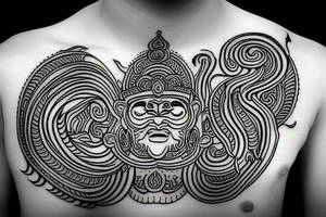 hanuman muscles aum tattoo idea
