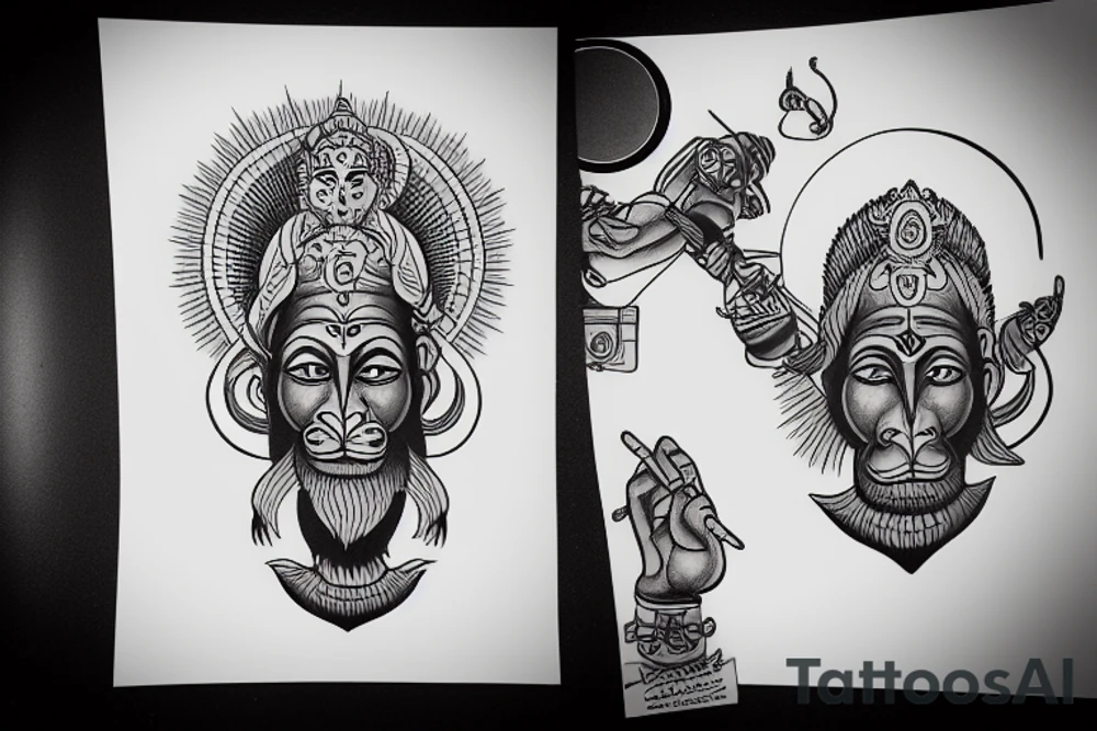 hanuman muscles aum tattoo idea
