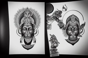 hanuman muscles aum tattoo idea