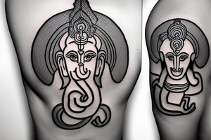 hanuman muscles om ganesh shiva swastika tattoo idea