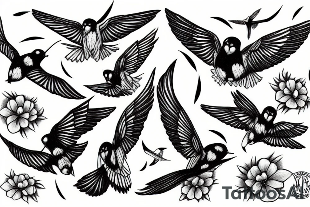 TWO FLYING SWALLOWS tattoo idea