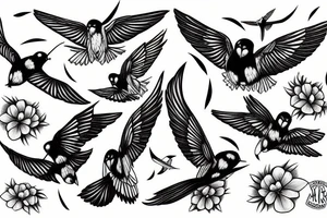 TWO FLYING SWALLOWS tattoo idea