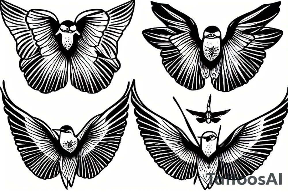 TWO FLYING SWALLOWS tattoo idea