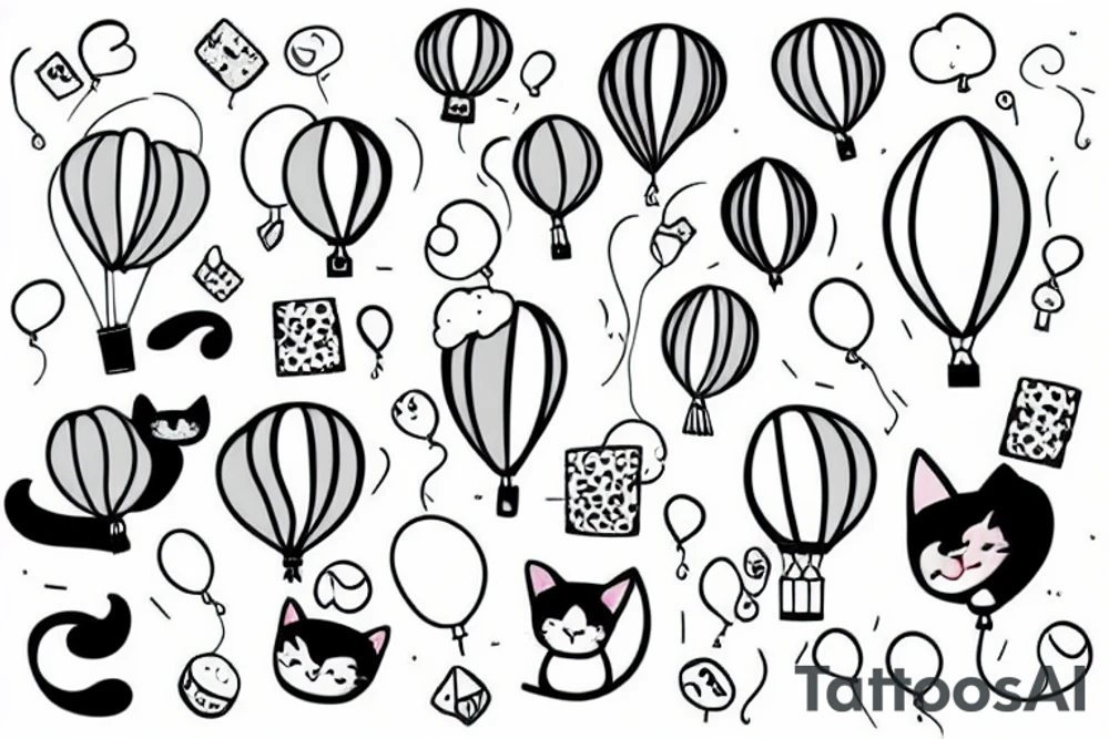a cute cat with a balloon in the air tattoo idea