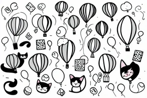 a cute cat with a balloon in the air tattoo idea